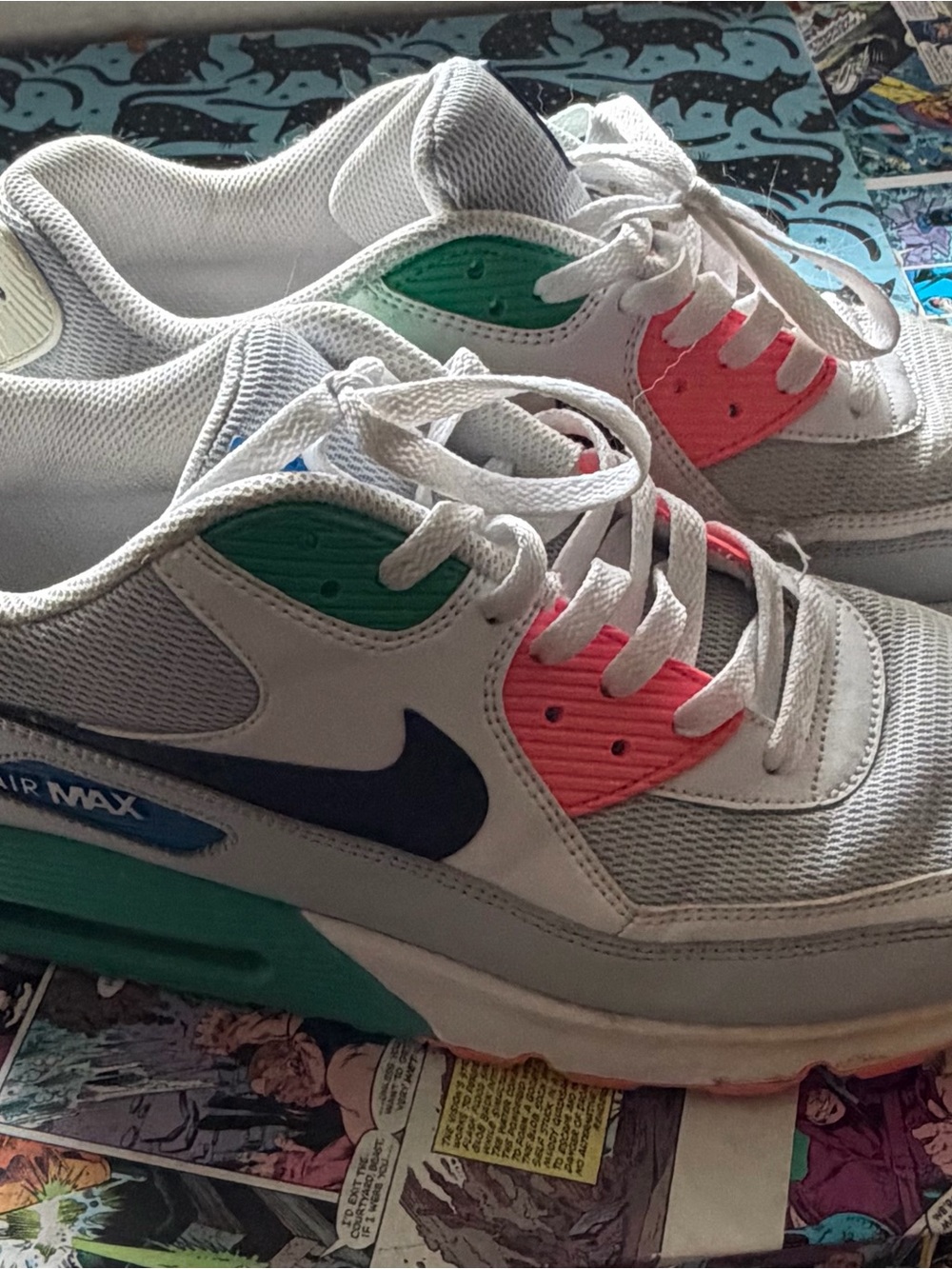 Nike Air Max White Sneakers with Teal, Coral & Navy Accents